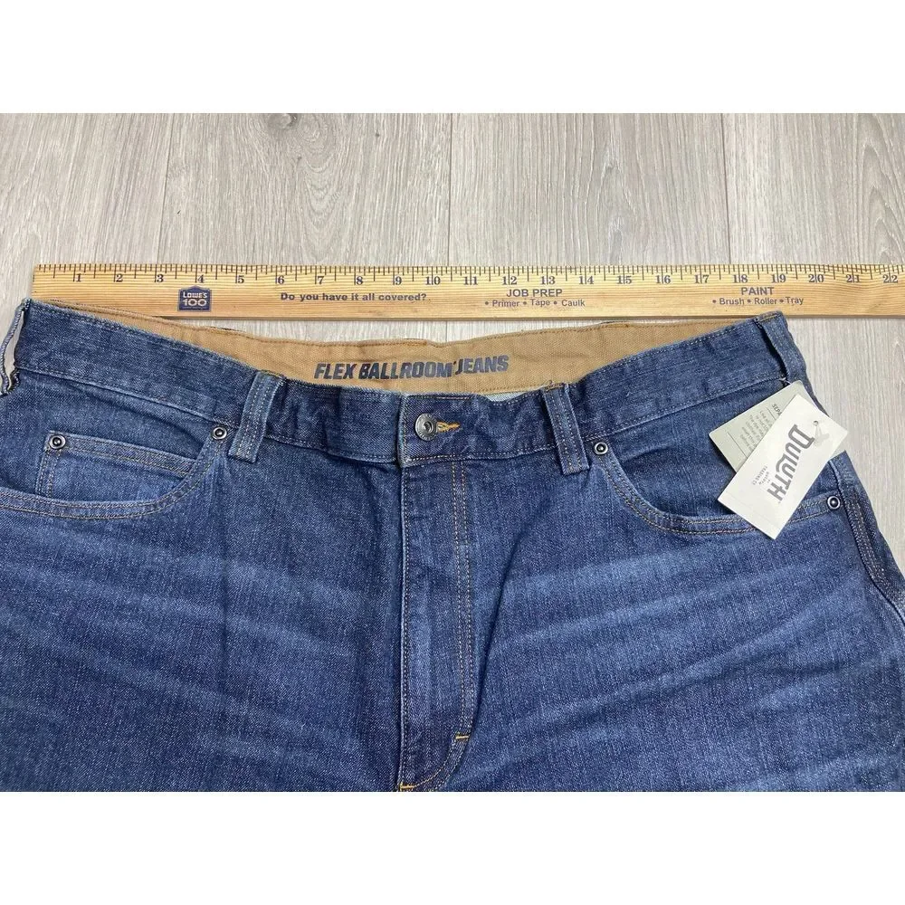 Duluth Trading Jeans Mens 40x30 Blue Flex Ballroom Relaxed Straight Stretch Work